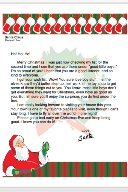 Santa Printables ダウンロードした手紙