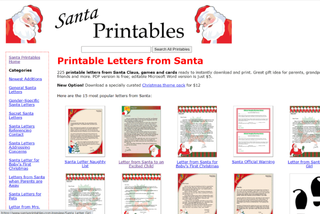 Santa Printables トップページ